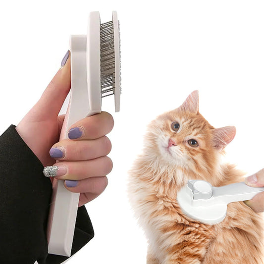 Petxos Cat Grooming Brush Slicker Brush for Pet Self Cleaning Hair Removal with Stainless Steel Needles Shedding & De-Matting Tool Hair Remover for Pet Dogs Cats